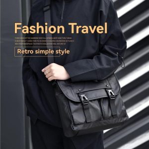 Bags |  Mens Classic Leather Flapover 32Cm Black Accessories Bags