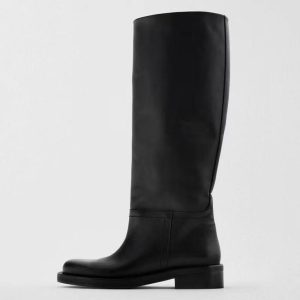 Boots |  Womens Faux Leather Heeled Knee Boots Boots Black