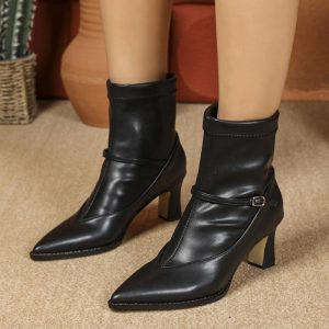 Boots |  Womens Rita Ora Chain Detail Block Heel Boots Boots Black