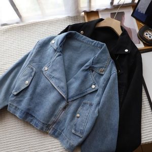 Coats & Jackets |  Womens Cropped Denim Trench Coat Clothing Coats & Jackets