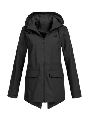 Coats & Jackets |  Womens Rubberized Hooded Raincoat Clothing Black