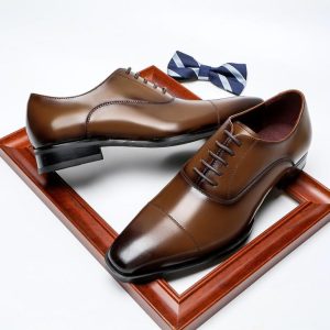 Dress Shoes |  Mens Christopher Goodyear Welted Shoes – Leather In Brown Dark Dress Shoes Dress Shoes