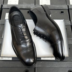 Dress Shoes |  Mens Handmade Stacked Heel Lace Up Dress Shoes Dress Shoes