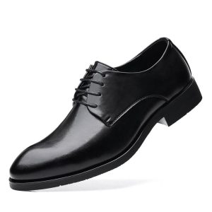 Dress Shoes |  Mens Nero Leather Lace-Up Derby Dress Shoes Dress Shoes