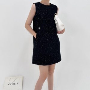 Dresses |  Womens Bouclé Sleeveless Dress Clothing Black