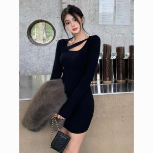 Dresses |  Womens Cut Out Ribbed Mini Dress Clothing Dresses