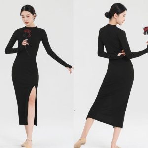 Dresses |  Womens Paula Echevarría Long Sleeve Ruched Midi Dress Clothing Black