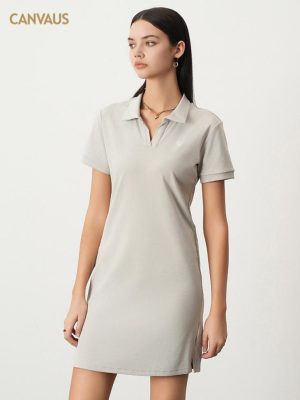 Dresses |  Womens Rib Knit Polo Dress Clothing Dresses