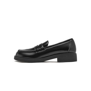 Flats |  Womens Faux Leather Penny Loafers Flats Black