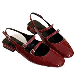 Flats |  Womens Luke Onix Wine Burgundy Leather Ballet Flats Flats Flats