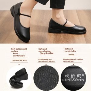 Flats |  Womens Square Toe Mary Jane Flats Flats Black