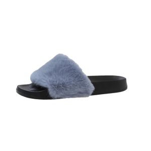 Flip Flops & Slides |  Womens Faux Fur Slides Womens Black