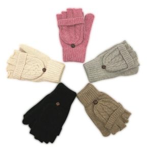 Hats, Gloves & Scarves |  Womens Cable Knit Flip-Top Fingerless Gloves Accessories Gray