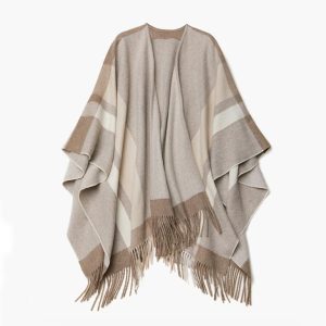 Hats, Gloves & Scarves |  Womens Check Design Cape Scarf Accessories Beige