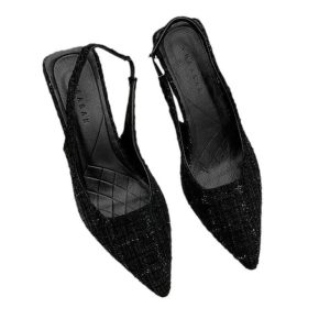 Heels |  Womens Boucle Slingback Kitten Heels Heels Black