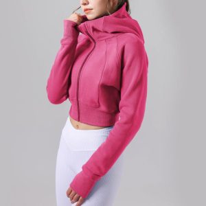 Hoodies & Sweatshirts |  Womens Crop Zip-Through Hoodie Clothing Hoodies & Sweatshirts