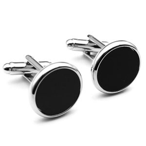 Jewellery |  Mens Round Black Stone Cufflinks Accessories Jewellery