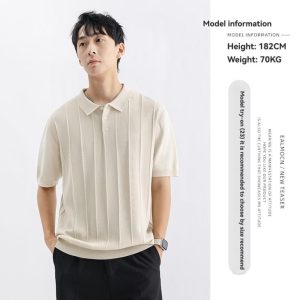 Knitwear |  Mens Damy S/S Button Polo Linen Blend Knit Modern Fit Clothing Knitwear