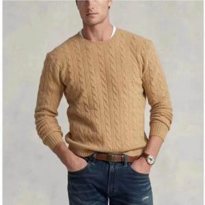 Knitwear |  Mens Supima Cotton Cable Crewneck Sweater Clothing Knitwear