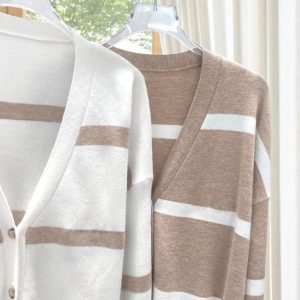 Knitwear |  Womens Breton Knit Cardigan Clothing Knitwear