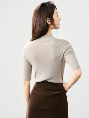 Knitwear |  Womens Merino Crew Neck Half Sleeve Sweater Clothing Knitwear