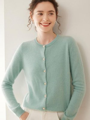 Knitwear |  Womens Merino Lurex Classic Button Up Cardigan Clothing Knitwear