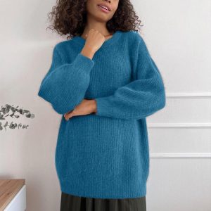 Knitwear |  Womens Round Neck Pullover Knit Clothing Knitwear