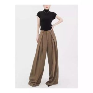 Pants |  Womens Rita Ora Slouchy Pleated Wide Leg Pants Clothing Brown