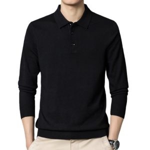 Polos |  Mens Merino Wool Button Polo Knit Clothing Mens