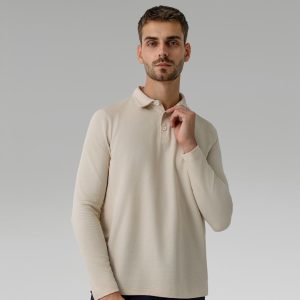 Polos |  Mens Trafford – Long Sleeve Half Button Merino Polo Clothing Mens