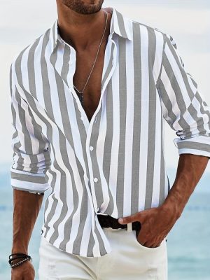 Shirts |  Mens Stripe Long Sleeve Shirt Clothing Mens