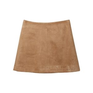 Skirts |  Womens Faux Suede Mini Skirt Clothing Beige