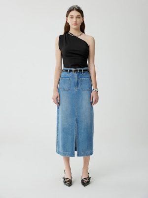 Skirts |  Womens Mackenzie Column Denim Skirt Clothing Skirts