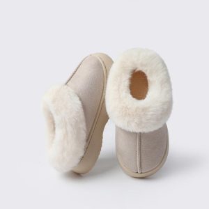 Slippers |  Womens Faux Fur Lined Moccasin Slippers Shoes Gray