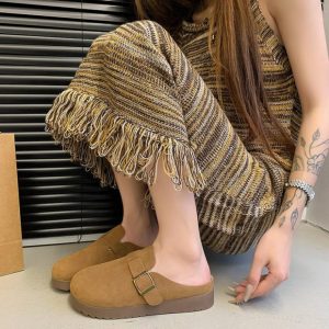 Slippers |  Womens The Edit Suede Clogs Shoes Camel