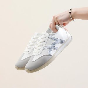 Sneakers |  Womens Lace-Up Low Tops Shoes Silver