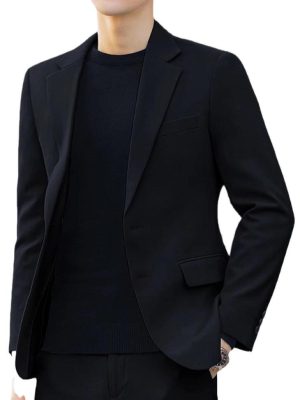 Suits & Blazers |  Mens Check Textured Single-Breasted Blazer Clothing Black