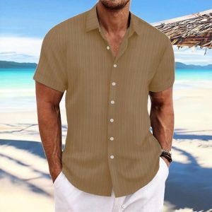 Suits & Blazers |  Mens Holiday-Short Sleeve Linen Shirt Clothing Mens