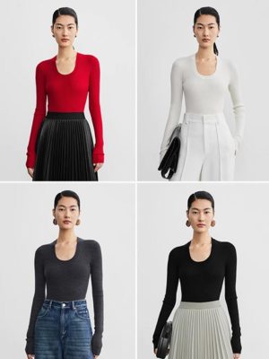 Sweaters & Cardigans |  Womens Ribbed Slash Neck Sweater Clothing Red