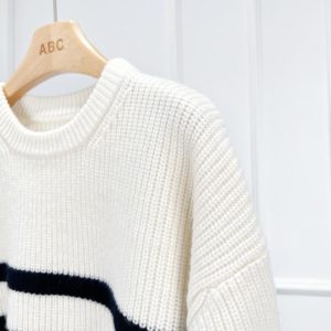 Sweaters & Cardigans |  Womens Striped Button Detail Sweater Clothing Ivory