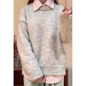 Sweaters & Cardigans |  Womens Two-In-One Collared Pullover Clothing Gray