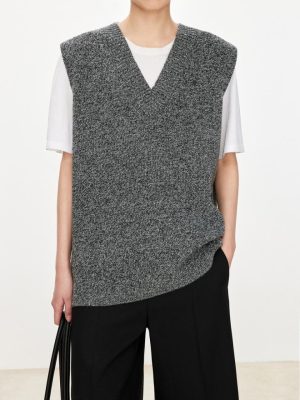 Sweaters & Cardigans |  Womens V-Neck Knit Tank Clothing Gray