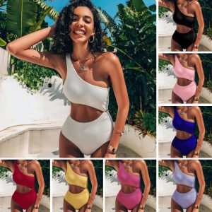 Swimwear |  Womens One Shoulder Cut Out Swimsuit Clothing Swimwear