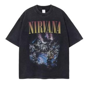 Tops & T-Shirts |  Mens Nirvana Washed Effect T-Shirt Clothing Black