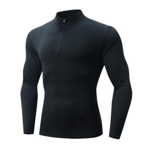 Tops & T-Shirts |  Mens Quarter-Zip Long Sleeve Gym Top Clothing Black