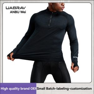 Tops & T-Shirts |  Mens Quarter-Zip Long Sleeve Gym Top Clothing Dark Green