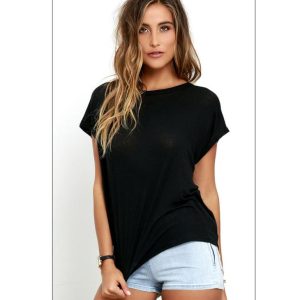 Tops & T-Shirts |  Womens Essential Longline T-Shirt Clothing Black