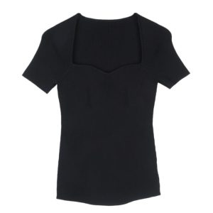 Tops & T-Shirts |  Womens Knitted Sweetheart Short Sleeve Top Clothing Tops & T-Shirts