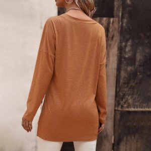 Tops & T-Shirts |  Womens Loose Fit Long Sleeve Top Clothing Brown