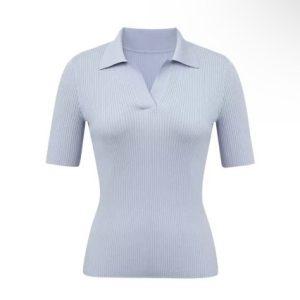 Tops & T-Shirts |  Womens Ribbed Polo Top Clothing Tops & T-Shirts